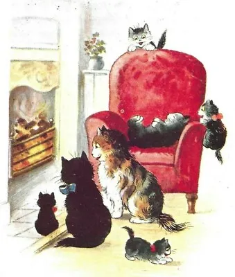 Inter Art Postcard Cats Kittens Children's Hour 6571 • £7.99