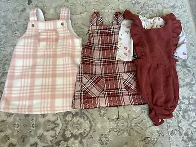 Baby Girl Pinafore/Dungarees Set Size 6-9 Months #458 • £2.50