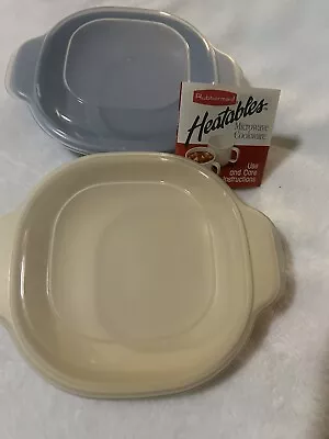 VTG Rubbermaid Microwave Heatables Cookware Covered Dish Plate & Clear Lid X2 • $19.99