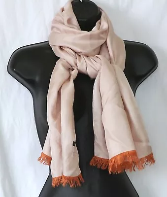 J. CREW Blush Rectangular Silk Scarf Or Stole W Fringe 21 X 70 EXC • $32.99