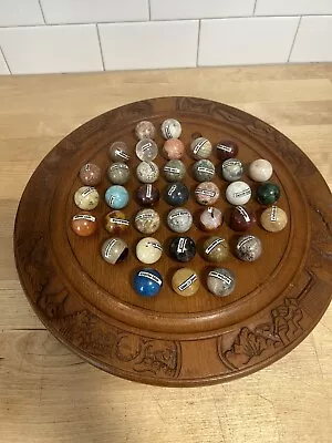 Solitaire Game 36 Semi-precious Stones●crystal●marbles●wooden Base●madagascar • $140