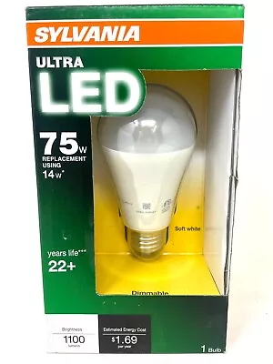 Sylvania Ultra LED 75W Using 14W A19 Soft White Dimmable E26 120V Light Bulb • $8.99