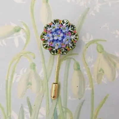 Blue FORGET-ME-NOT POSY PIN Friendship Brooch Masonic Lapel Pin HAND PAINTED • $8.69