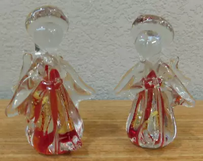 Lot Of 2 4  Clear Glass Crystal Christmas Angels Seasonal Décor • $19.36