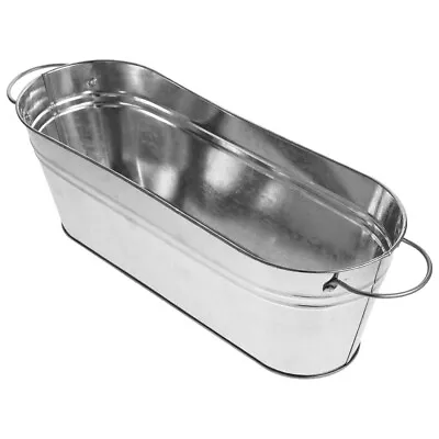 Galvanized Oval Planters With Handle - Large Hanging Flower Pots-SC • £10.68