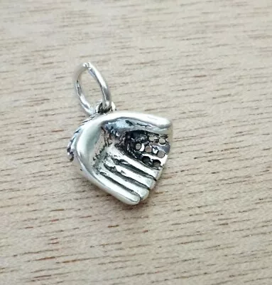 Sterling Silver 3D 10x10x5mm Baseball Softball Glove Charm! • $17.09