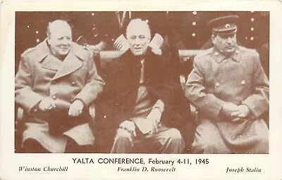 Postcard 1945 WW2 Military Churchill Roosevelt Stalin Yalta Conferance 24-113 • $14.79