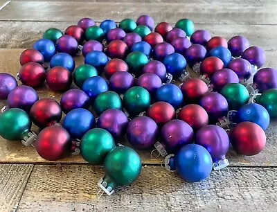 Vintage Miniature Matte Mercury Glass Ornaments Lot Of 70 Multicolored Balls 1” • $18.95