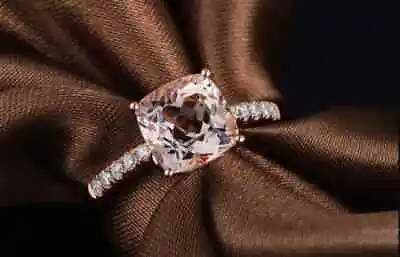 14K Rose Gold Plated 2Ct Cushion Lab-Created Diamond Morganite Engagement Ring • $83.99