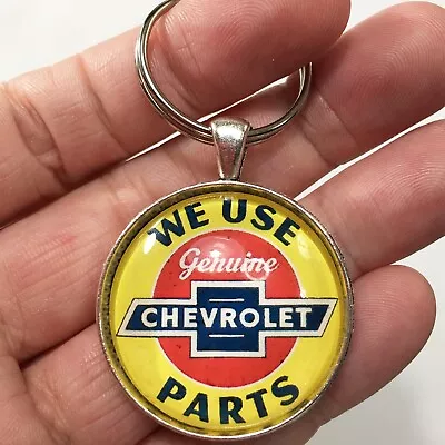 Vintage We Use Genuine Chevrolet Parts Sign Chevy Bowtie Keychain Reproduction • $12.95