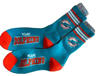 NFL Miami Dolphins Football Socks Size Large 10-13 4 Stripe • $14.75