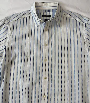$21.95 • Buy ROBERT GRAHAM White W/ Blue Polka Dot Stripe Cotton Button Down Shirt, Men's M