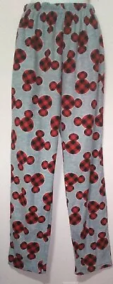 DISNEY Pajama Mickey Mouse Fleece Pants Woman LARGE Lightweight Red & Gray • $14.39