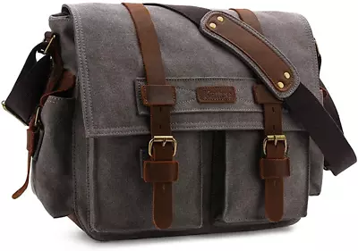 Leather Canvas Camera Bag Vintage DSLR SLR Messenger Shoulder Bag • $59.99