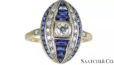 18K (750) White Gold - Natural VVS- VS Diamond And Sapphire; Top Quality Ring • $1493