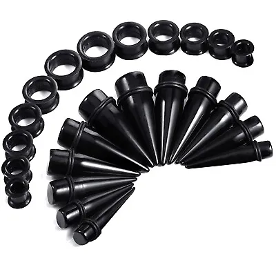 24pcs Large Sizes Ear Stretching Kit Thick Silicone Tunnels Acrylic Tapers Plugs • $12.69