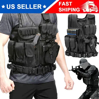 USA Tactical Vest Military Gun Holder Molle Police Airsoft Combat Assault Gear • $26.99