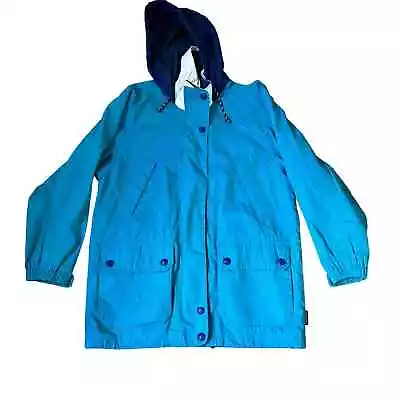 Vintage Pacific Trail Jacket Windbreaker Snap Hood Blue Green  Womens Medium • $20