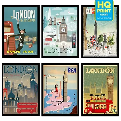 London Travel Poster Vintage England UK Retro Print Art Tourism Holiday Decor • £3.99