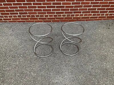 Pair Vintage Rosen For Pace Spiral Chrome And Glass Mid Century Side End Tables • $399