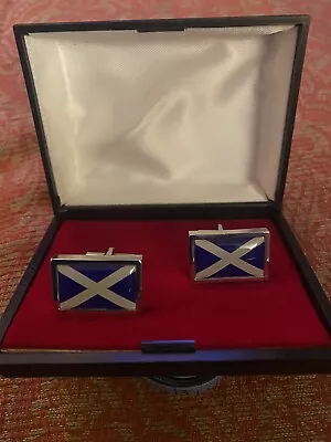 Scottish Saltire (St Andrew’s Cross) Flag Cufflinks  (+ Box) • £3