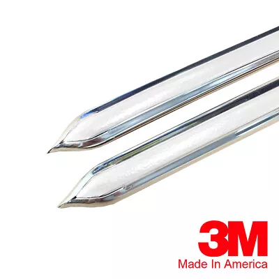 Vintage Style 5/8  White & Chrome Side Body Trim Molding - Formed Pointed Ends • $59.99