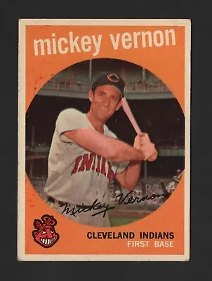 1959 Topps Baseball Card #115 Mickey Vernon – Cleveland Indians • $2.99