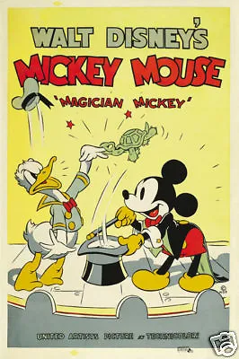 Magician Mickey 1937 Disney Cult Cartoon Movie Poster Print • $6.49