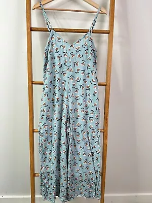 Billabong Jumpsuit Womens 6 Blue Floral Print Sleeveless Wide Leg Coveralls • $29.95