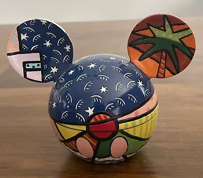 Rare Romero Britto Disney Mickey Mouse Ears Summer Fun Trinket Storage Box Ball • $59.99