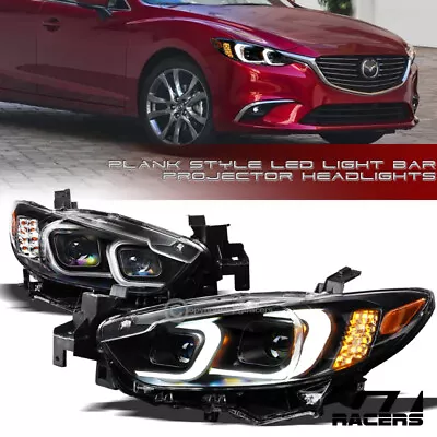 For 2014-2017 Mazda 6/Atenza Matte Black DRL LED Tube Bar Projector Headlights • $380