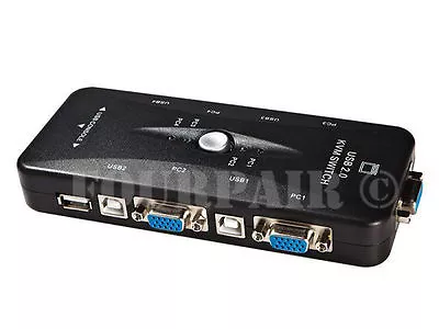 New 4-Port USB 2.0 KVM Switch Mouse/Keyboard/VGA Video Monitor 200MHz 1920x1440 • $14.95