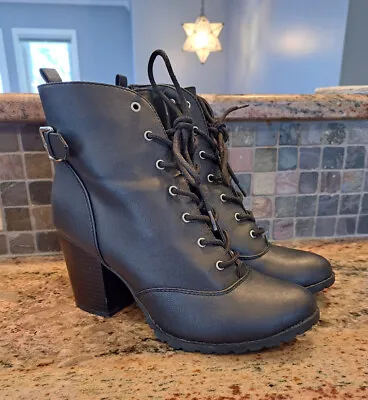 Vintage Heeled Combat Boots Hot Topic TRASH Side Zip Goth Punk Women Size 9.5 • $10