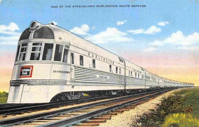 $7.95 • Buy Denver Zephyr Railroad Train Streamliner Burlington Route Linen Postcard