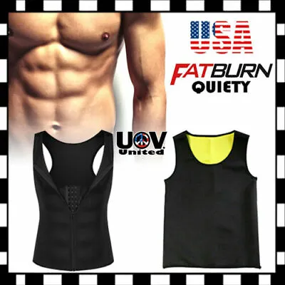 Men Sweat Waist Trainer Vest Weight Loss Neoprene Body Shaper Slimming Sauna U • $8