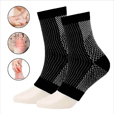 2 X Compression Socks Heel Foot Arch Pain Relief Plantar Fasciitis Support Pair • £3.89