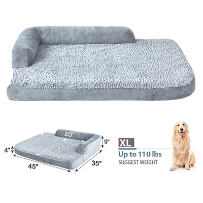 X-Large Dog Bed Orthopedic Foam 1/2Side Bolster Pet Sofa 45x35 W/Removable Cover • $29.99