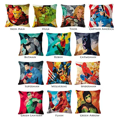 Geometric DC Superhero Marvel Comics Throw Pillow Case Cushion Cover Sofa Decor • £1.19