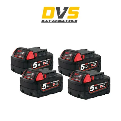 Genuine Milwaukee 4 X M18B5 Red Lithium-Ion 18V 5Ah Battery 4 Pack • £269.95