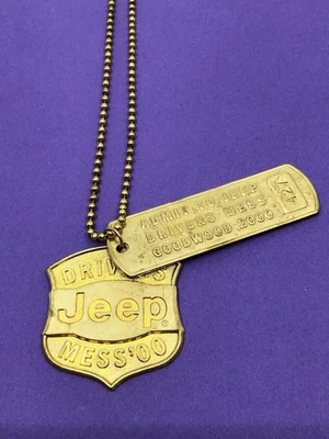 £20 • Buy Goodwood Revival 2000 Jeep Driver's Mess / Club Dog Tag Badge