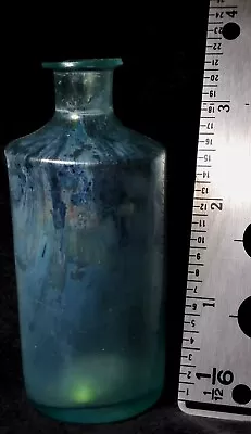 American Pontil Medicine Bottle Aqua Color 1840s Era Iridescent Patina Cracked • $80