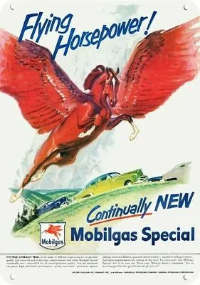 1950 MOBIL GAS Red Flying PEGASUS Horse Horsepower DECORATIVE REPLICA METAL SIGN • $24.99