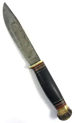 1905-07 MSA 5  IDEAL Knife Leather Stag Half Hilt Polished Nut Marble's 9670-MTP • $1799.95