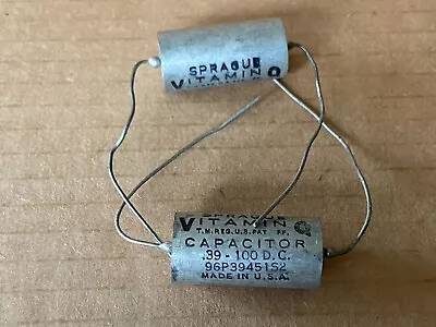 2 NOS Vintage .39 Uf 100v Sprague Vitamin Q PIO Capacitors Oil 96P .47 Subs (Qty • $10