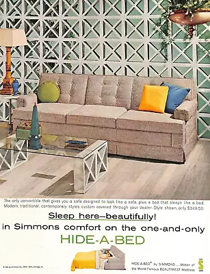 1960 Simmons Hide A Bed Convertible Sleeper Sofa People Vintage Print Ad A8 • $14.99