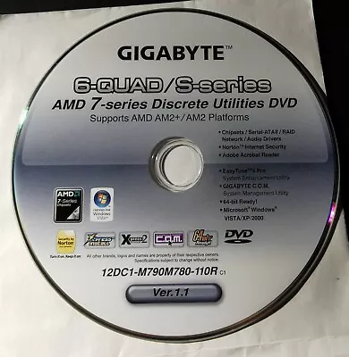 Gigabyte AMD 7 Series Socket AM2+ AM2 Motheboard Driver Utility DVD • $7.99