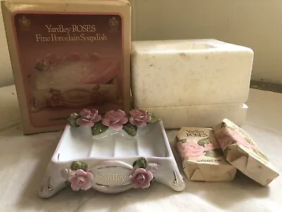 Vintage Yardley Roses Porcelain Soap Dish New With Box And Unopened Soap Bar! • $12.99