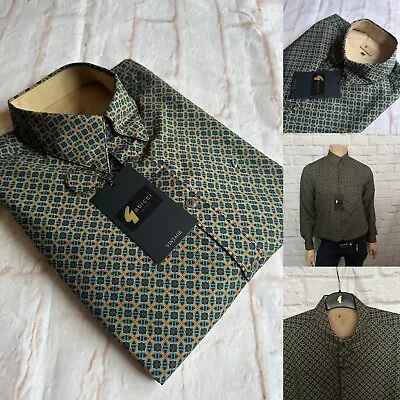 Gabicci Vintage Casual Shirt Medium Walnut Geometric BNWT • £24.99