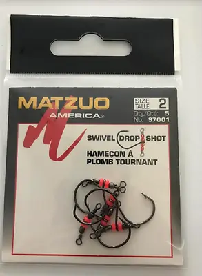 20 (4 Packs Of 5) Matzuo 97001 Drop Shot Swivel Hooks Size 2 • $11.49