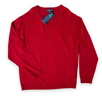 Hart Schaffner Marx Extra Fine Merino Wool V-Neck Sweater Mens Size 3XB Red • $21